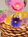 Sitting Pretty Pig Figurine | Handcrafted Glass Pig in Flower Basket