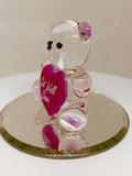 Get Well Soon Bear Figurine | Handcrafted Glass Bear with Pink Heart