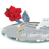 I Love You Rose with Doves Glass Figurine | Romantic Handcrafted Gift