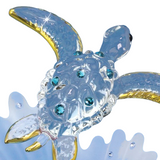 Glass Sea Turtle Figurine with Blue Coral | Ocean Decor | Sea Life Gift