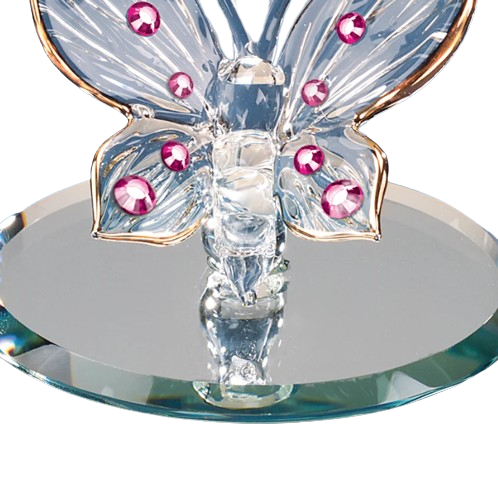 Butterfly with Pink Crystal Glass Handcrafted Figurine