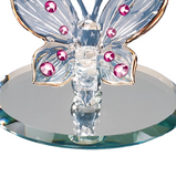 Butterfly with Pink Crystals Handcrafted Glass Figurine Gift