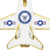 U.S. Navy F-18 Jet Glass Ornament Military Patriotic Holiday Decor