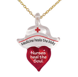 Heart Nurse Necklace Medicine Heals, Nurses Heal the Soul