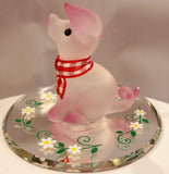 Pretty Pink Pig Figurine Handcrafted Glass Farm Animal Collectible with Crystals