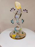 Climbing Gecko Figurine | Handcrafted Colorful Glass Lizard Art Decor