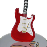 Vintage Red Guitar Glass Figurine Crystal Music Decor Gift