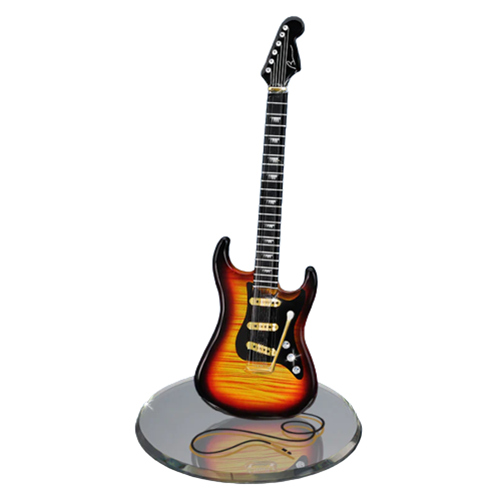 Glass Guitar Figurine, Vintage Tobacco Guitar, Handmade Christmas Gift, Home Decoration, Gift for Him