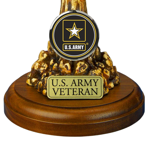 U.S. Army Veteran Eagle Figurine Handcrafted Military Gift with Crystals & 22kt Gold