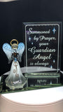 Guardian Angel Figurine with Blue Crystal Heart Handcrafted Glass Angel Gift