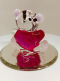 Get Well Soon Bear Figurine | Handcrafted Glass Bear with Pink Heart