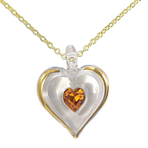Glass Baron November Birthstone Heart Necklace