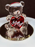 Bear “I Love You” Figurine | Handcrafted Glass Bear with Red Heart