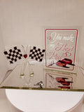 Checkered Flag Heart Race Decor | You Make My Heart Race Figurine | Car Lover Gift