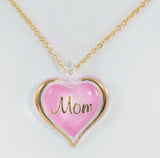 Pink Heart Necklace, Heart Pendant, Minimalist Heart Necklace, Mothers Day Gift, Mom Gift