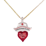 Heart Nurse Necklace Medicine Heals, Nurses Heal the Soul