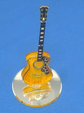 Deluxe Acoustic Guitar Figurine Glass Art with Crystals & 22Kt Gold