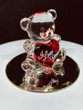 Bear “I Love You” Figurine | Handcrafted Glass Bear with Red Heart