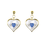 September Birthstone Earrings Blue Heart Crystal Studs for Her