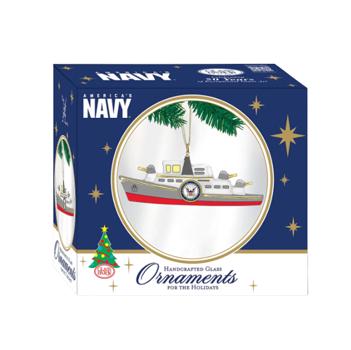 Glass Baron U.S. Navy Ship Handcrafted Collectible Ornament