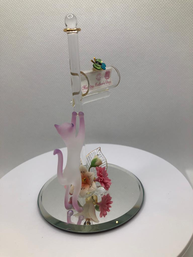 Glass Baron Cat and Mailbox 'Just for You' Figurine