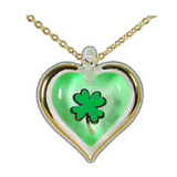 Lucky Heart Necklace with Four-Leaf Clover 18" Gold Plated Chain Good Luck Gift