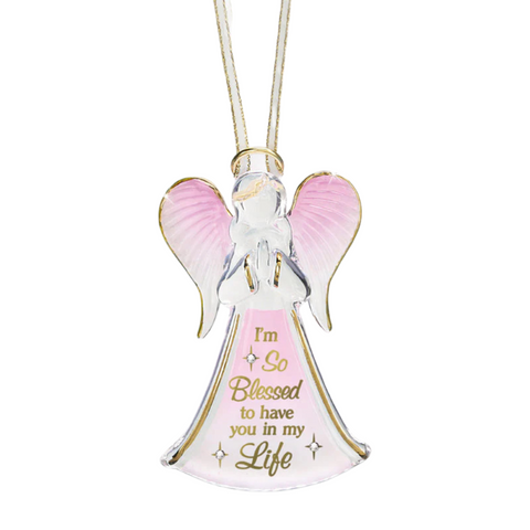 Glass Angel Ornament Handcrafted Angel Figurine Christmas Decor Gift