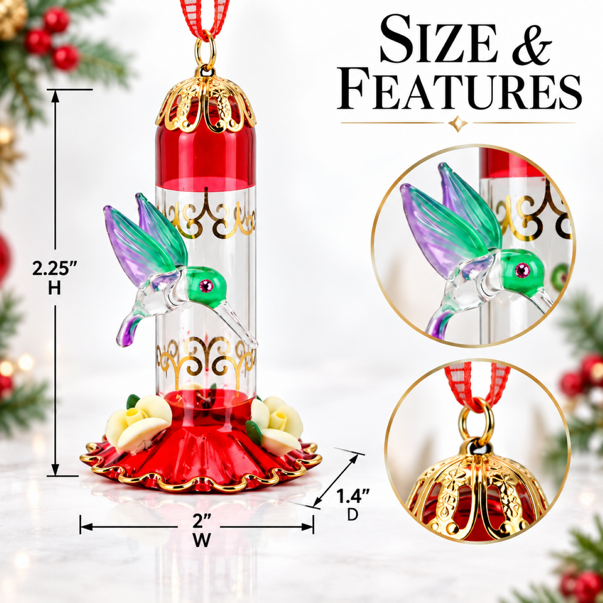 Glass Baron Hummingbird Feeder Ornament