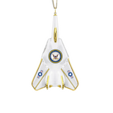 U.S. Navy F-14 Jet Ornament Handcrafted Glass Military Christmas Decor