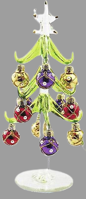 Glass Christmas Tree, Colored Ornaments, Holiday Gift Ornaments, Gift for Mom, Women, Home Decor