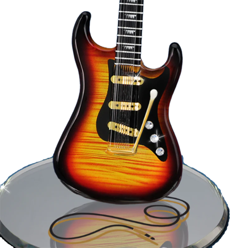 Glass Guitar Figurine, Vintage Tobacco Guitar, Handmade Christmas Gift, Home Decoration, Gift for Him