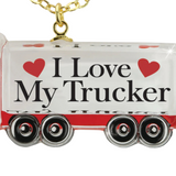 I Love My Trucker Necklace Gold Plated Chain with Handcrafted Truck Pendant