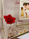 Love is Beautiful Picture Frame | Handcrafted Glass Frame with Rose Design