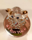 Dog “I Ruv You” Figurine | Handcrafted Glass Art with Crystal Heart and Gold Accents