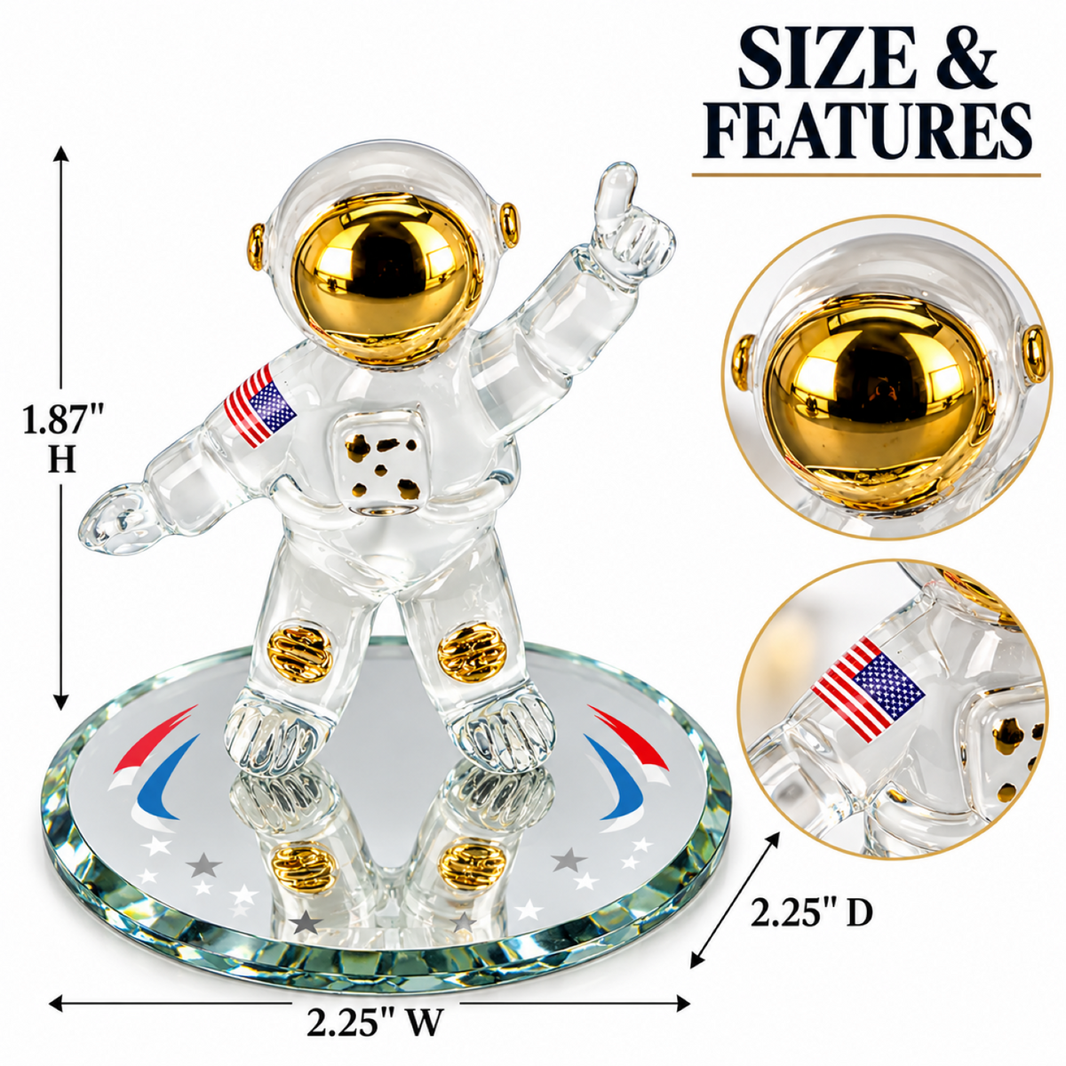 Glass Astronaut Figurine, Space Decor, Space Lover Gift