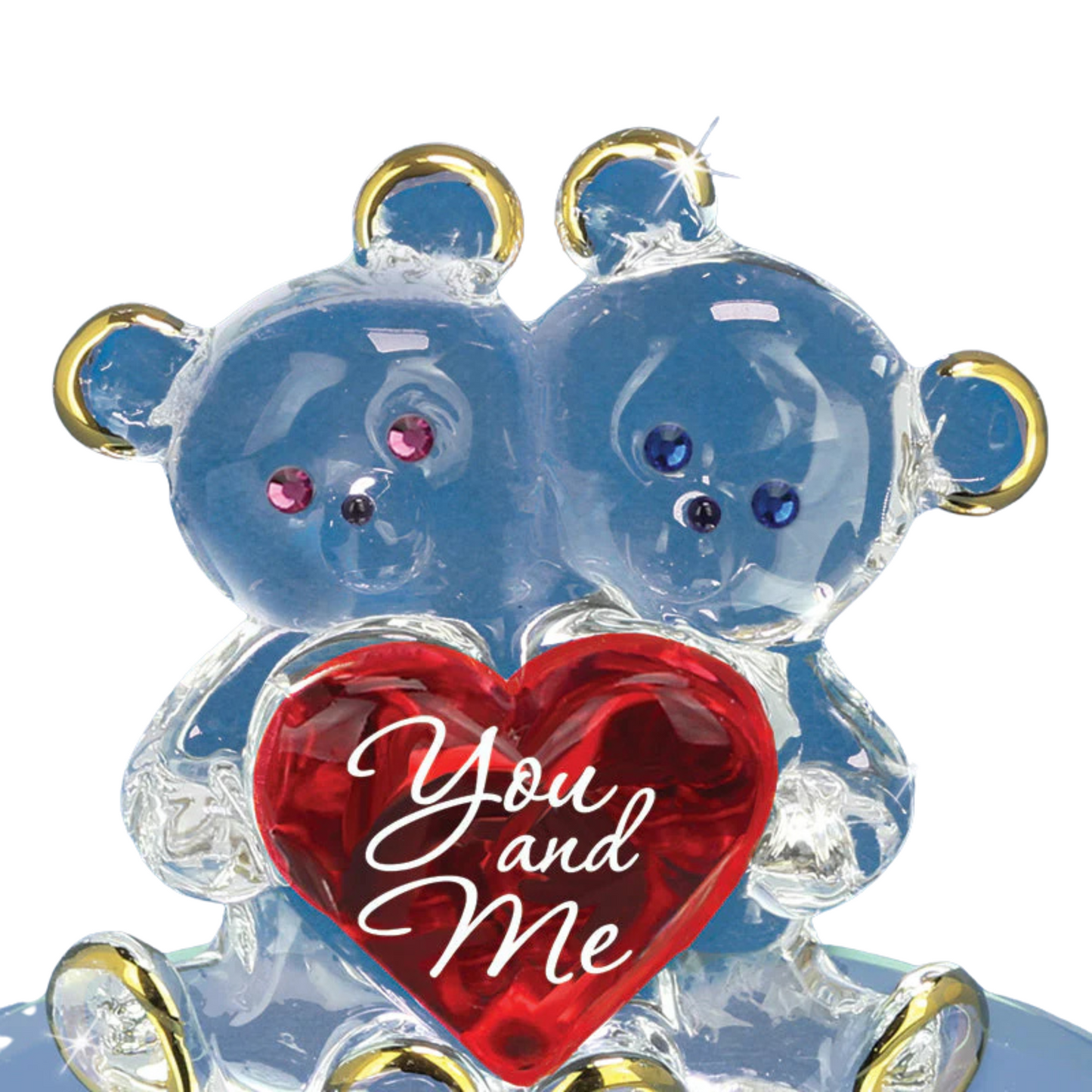 You and Me Bear Pair Handcrafted Glass Love Figurine