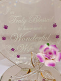 Pink Rose Truly Blessed Wife Figurine | Handcrafted Glass Gift for Wife or Anniversary