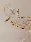 Bird on Birdbath Figurine | Handcrafted Glass Bird and Rose Decor