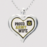 Proud Army Wife Heart Necklace Military Spouse Gift