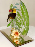 Toucan Glass Figurine | Handcrafted Bird Art with Crystals and Jungle Theme
