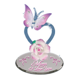 Butterfly "Mom I Love You" Glass Figurine with Heart and Crystal