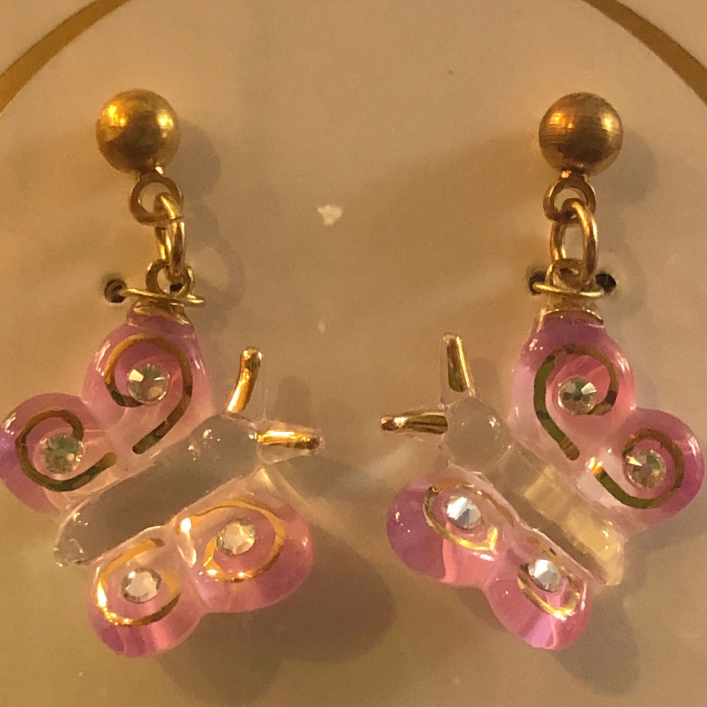 Pink Butterfly Earrings Handmade Jewelry Gift Dangle Drop Earrings