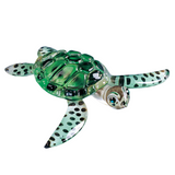 Glass Sea Turtle Figurine Ocean Animal Decor with Crystal Accents