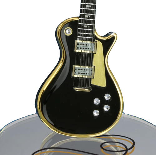 Glass Baron Black Classic Guitar Handcrafted Figurine