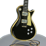 Classic Black Guitar Figurine Handcrafted Glass with Crystals & 22Kt Gold