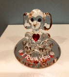 Dog “I Ruv You” Figurine | Handcrafted Glass Art with Crystal Heart and Gold Accents