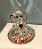Dog “I Ruv You” Figurine | Handcrafted Glass Art with Crystal Heart and Gold Accents