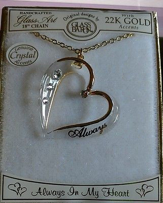 Always Crystal Heart Necklace | 22K Gold Accents | Romantic Love Gift Jewelry