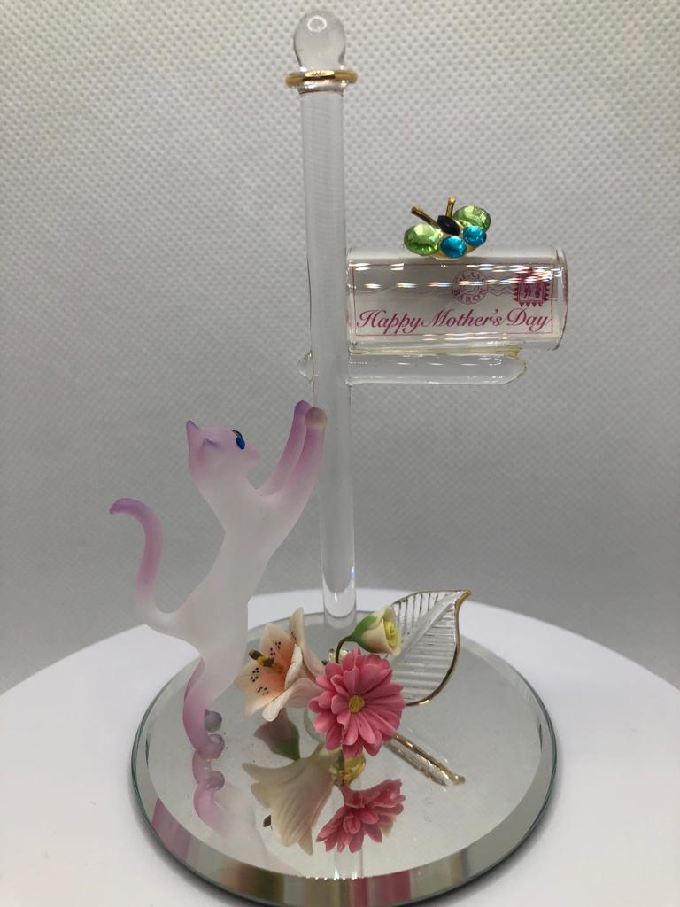 Glass Baron Cat and Mailbox 'Just for You' Figurine