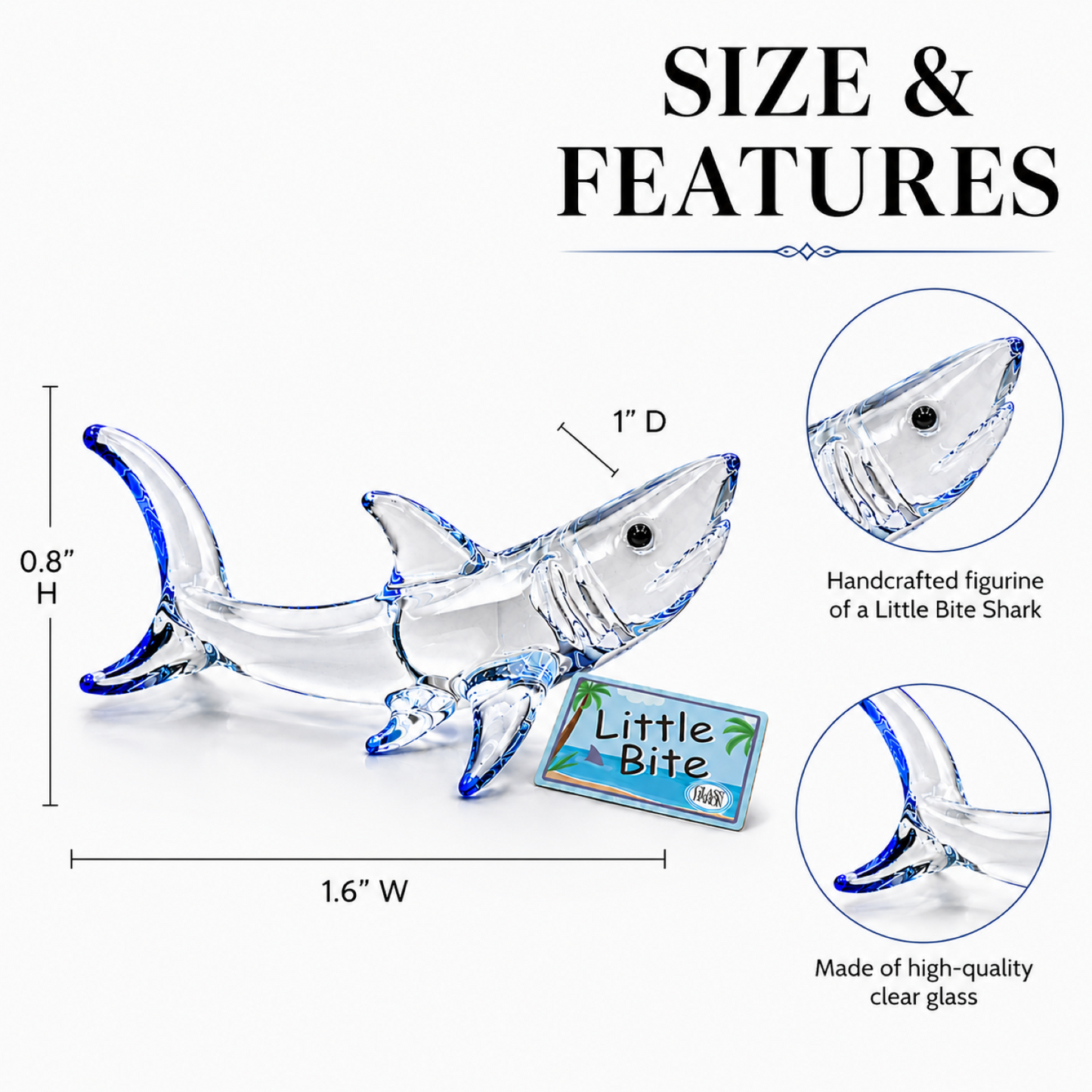 Blue Shark Glass Figurine – Handcrafted Ocean Decor Gift